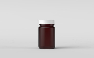 Isolated Amber Pills Bottle Mockup. 3D Render