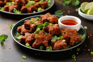 Thai Fish Cake Stars with chili deep and lime. Party food