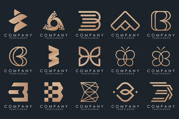 creative letter B logo icon set. design for business of luxury, elegant, simple.