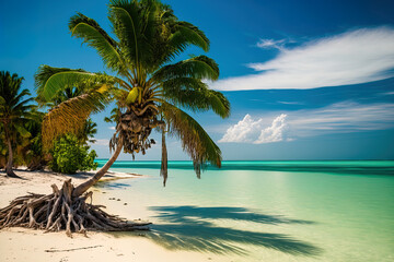 Plakat natural idea at a beach. Lake Palm Beach Sunshine filled tropical paradise island. exotic setting. Generative AI