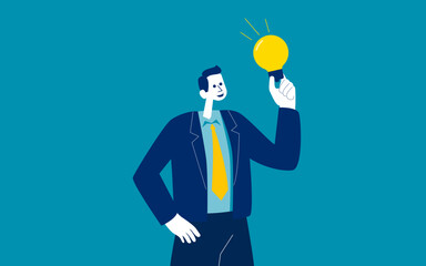 Happy person finding solution. Business having brilliant idea