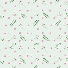 Linear pink card on a green background. Spring wedding invitation. Floral vintage seamless pattern. Modern botanical pattern. Abstract line drawing. Floral floral design. Vector art illustration.
