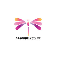 dragonfly logo elegant gradient color template