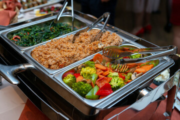 catering buffet with snacks and appetizers