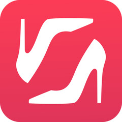 Pair women shoe with high heel, logo for woman shop, shoe flat icon
