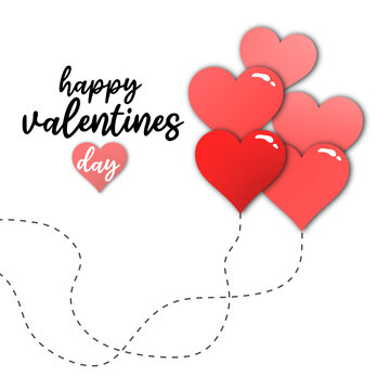 valentines letter and hearts with baloons. PNG image