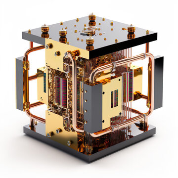 Quantum computer on white background, AI Generate