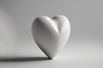 White heart, 3d minimalism, Generative AI