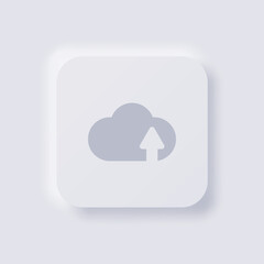 Cloud upload Icon, White Neumorphism soft UI Design for Web design, Application UI and more, Button, Vector.