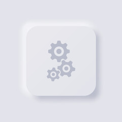 Cog icon, White Neumorphism soft UI Design for Web design, Application UI and more, Button, Vector.