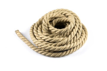 Twisted thick rope on white