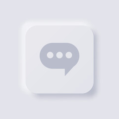 Speech balloon icon, White Neumorphism soft UI Design for Web design, Application UI and more, Button, Vector.