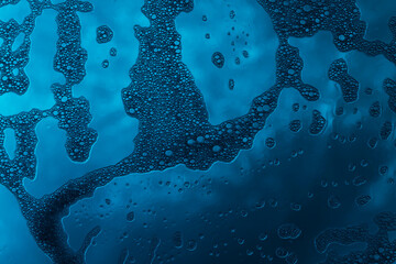 Natural soap foam on glass
