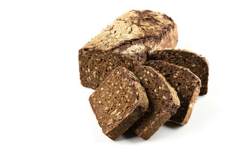 Rye bread slices isolated on white background