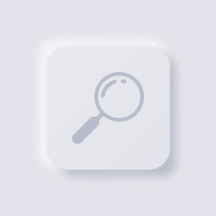 Magnifying glass icon, White Neumorphism soft UI Design for Web design, Application UI and more, Button, Vector.