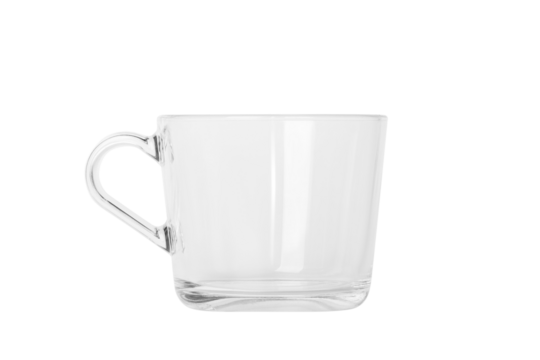Glass mug, empty cup. isolated. PNG