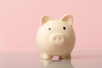 Pink piggy bank. Money and business concept. Copy space for text