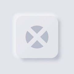 Cross icon, White Neumorphism soft UI Design for Web design, Application UI and more, Button, Vector.
