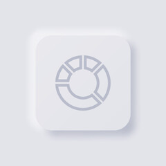 Pie chart icon, White Neumorphism soft UI Design for Web design, Application UI and more, Button, Vector.