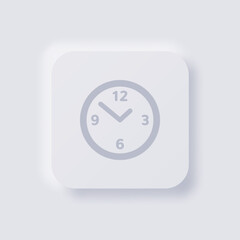 Analog clock icon, White Neumorphism soft UI Design for Web design, Application UI and more, Button, Vector.