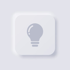 Lightbulb icon, White Neumorphism soft UI Design for Web design, Application UI and more, Button, Vector.