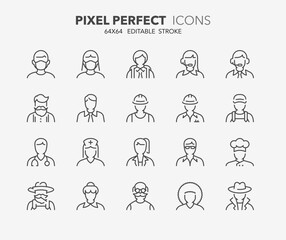 avatars thin line icons