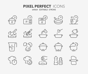 cooking thin line icons