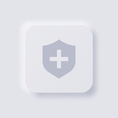 Fototapeta premium Shield icon, White Neumorphism soft UI Design for Web design, Application UI and more, Button, Vector.