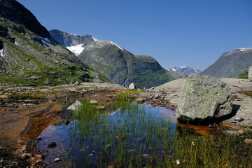 Beautiful views in Jostedalsbreen National Park - during trekking to Jostedalsbreen Glacier, Norway