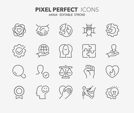 core values thin line icons