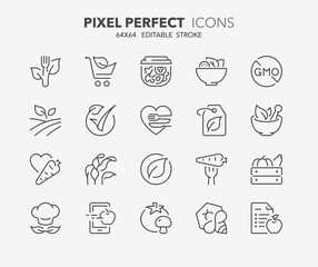 healthy food thin line icons
