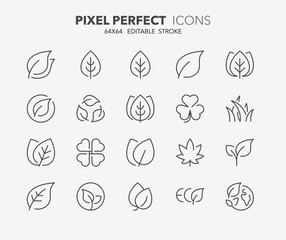leaves thin line icons