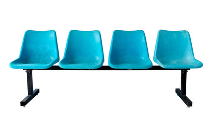 blue plastic chairs isolated with clipping path