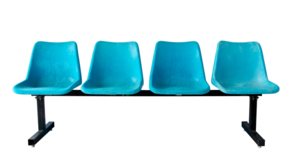 blue plastic chairs isolated with clipping path