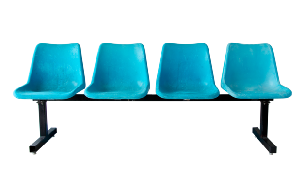 blue plastic chairs isolated with clipping path - Powered by Adobe