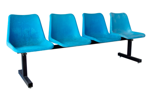 blue plastic chairs isolated with clipping path