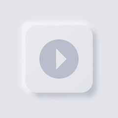 Play button icon, White Neumorphism soft UI Design for Web design, Application UI and more, Button, Vector.