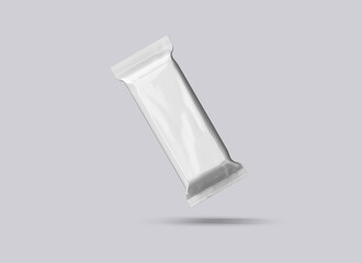 Highly realistic blank snack bar mockup. Can be used for candy, chocolate bar, food branding, packaging, advertisement, promo. Front levitating view. 
