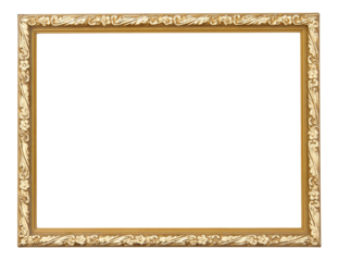 Gold picture frame isolated with clipping path