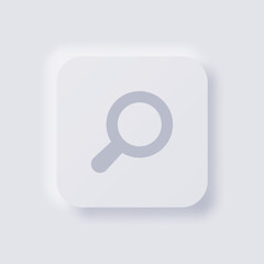 Magnifying Glass icon, White Neumorphism soft UI Design for Web design, Application UI and more, Button, Vector.