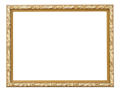 Gold picture frame isolated with clipping path