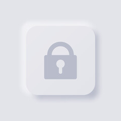 Padlock Icon, White Neumorphism soft UI Design for Web design, Application UI and more, Button, Vector.