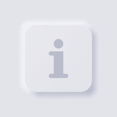 Information button icon, White Neumorphism soft UI Design for Web design, Application UI and more, Button, Vector.