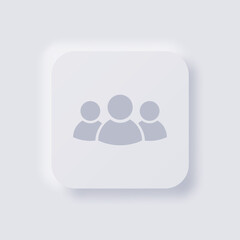 Fototapeta na wymiar Group of people Icon, White Neumorphism soft UI Design for Web design, Application UI and more, Button, Vector.