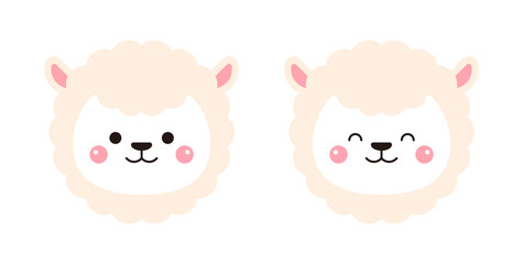 lama animal character illustration icon with a cute and smiling expression.