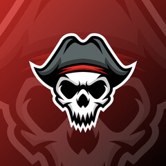 vector graphics illustration of a pirate skull in esport logo style. perfect for game team or product logo