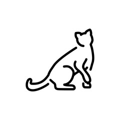 Happy cat sitting color line icon. Pictogram for web page