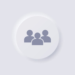 Group of people Icon, White Neumorphism soft UI Design for Web design, Application UI and more, Button, Vector.
