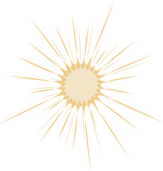 Flat sign-sun with divergent rays.  Vector.