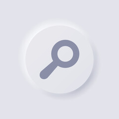 Magnifying Glass icon, White Neumorphism soft UI Design for Web design, Application UI and more, Button, Vector.